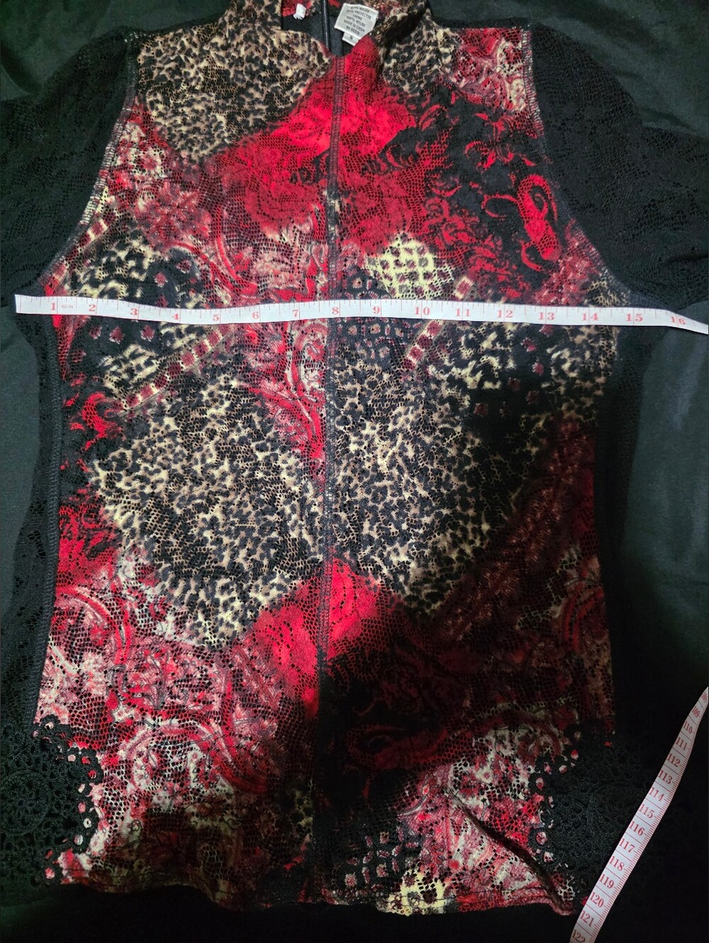Unbranded Lace Mesh Mock Neck Animal Floral Print Long Sleeve Top Size Small - Picture 6 of 8